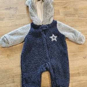 Dallas Cowboys NFL newborn infant baby teddy fleece full zip sleeper 0-3M